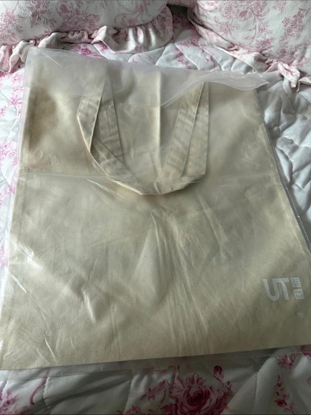 Uniqlo x KAWS Beige Canvas Tote with Black Graphic Banana Print